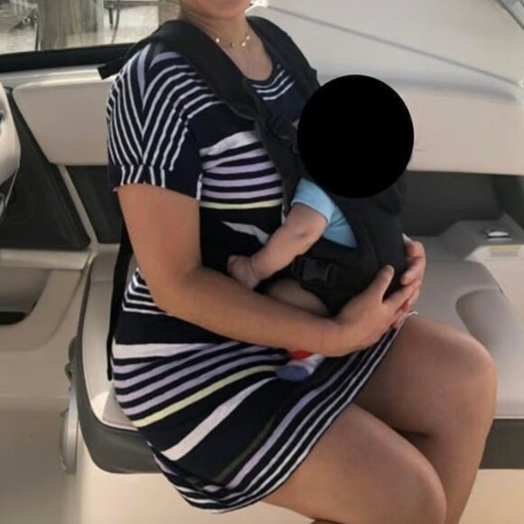 LOU GREY ANN TAYLOR LOFT Stripe Cuffed Tee Dress Navy Blue Multi 100% Cotton S - Picture 2 of 13